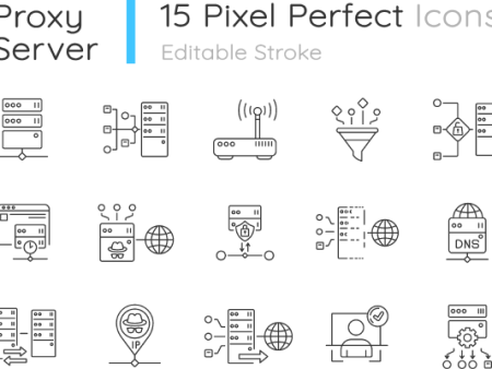 Proxy server linear icons set Fashion