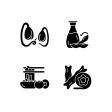 Soy foods black glyph icons set on white space Fashion