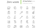 Zero waste linear icons set Fashion