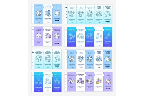 Digital twin application by industry onboarding vector template Sale