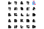 Medical treatment black glyph icons set on white space Online Hot Sale