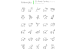 Animals pixel perfect linear icons set on Sale