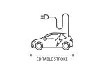 Electric Car Linear Icons Set For Sale