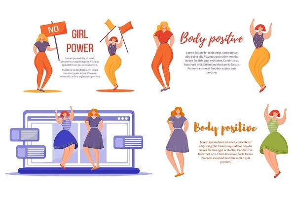 Body positive flat poster vector template For Discount