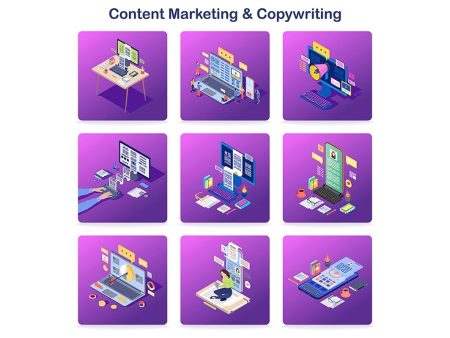 Content marketing & copywriting isometric concept icons set on Sale