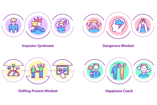 Happiness Mindset Concepts Icon Bundle Hot on Sale