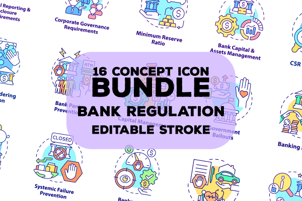 Bank Regulation Concept Icons Bundle Supply