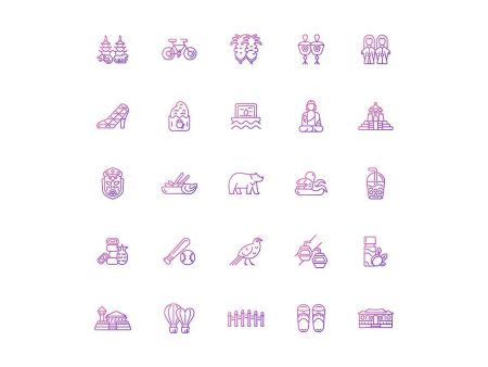 Taiwan gradient linear vector icons set Fashion