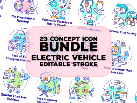 Electric Vehicle Icons Bundle Hot on Sale