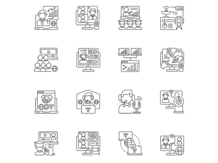 Online conference linear icons set Hot on Sale