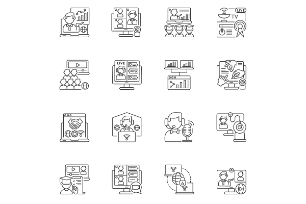 Online conference linear icons set Hot on Sale