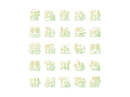 Agriculture related gradient linear vector icons set For Cheap