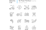 Electric Car Linear Icons Set For Sale