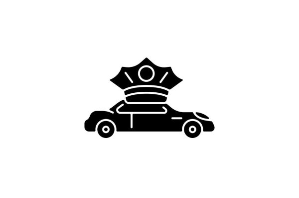 Taxi types black glyph icons set on white space Online now