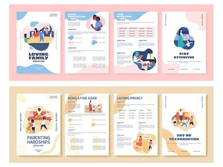 Parenting vector brochure template set Cheap