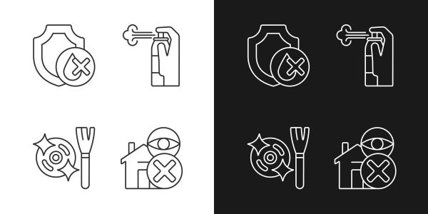 Drone usage linear manual label icons set for dark and light mode Online now