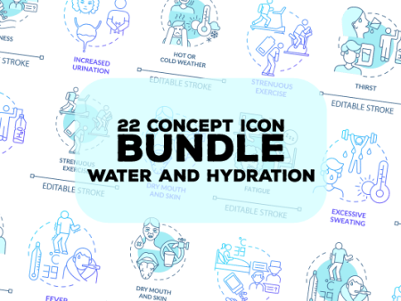 Water and hydration concept icons bundle For Discount