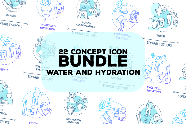 Water and hydration concept icons bundle For Discount