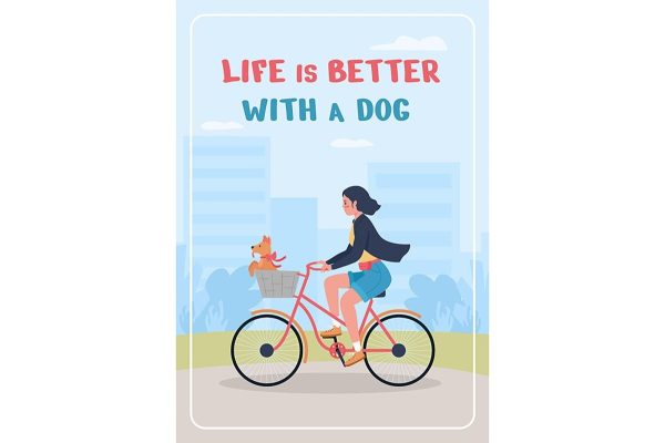 Family adopting dog poster flat vector template set For Cheap