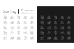 Surfing linear icons set for dark and light mode Discount