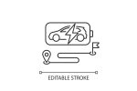 Electric Car Linear Icons Set For Sale