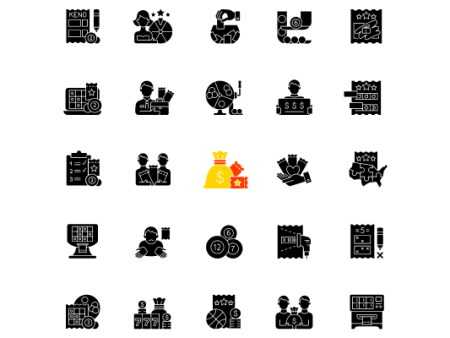 Lottery types black glyph icons set on white space Online Hot Sale