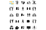 Communication channel black glyph icons set on white space Supply