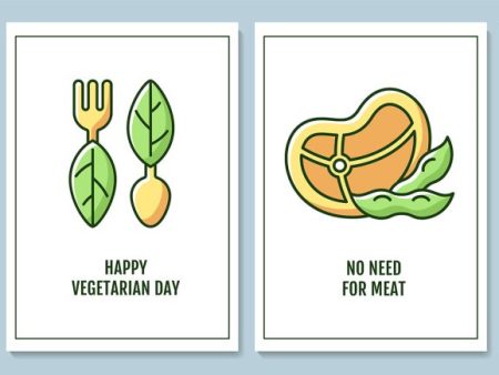 Celebrating vegetarian awareness month greeting cards set Fashion