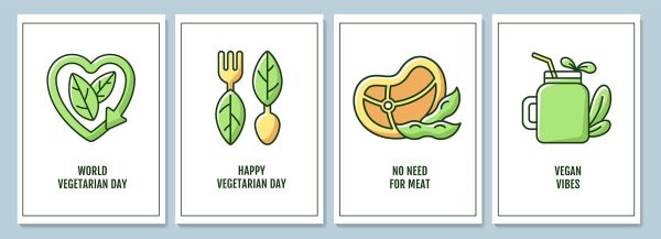 Celebrating vegetarian awareness month greeting cards set Fashion