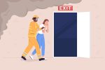 Evacuation from building color vector illustrations set For Cheap