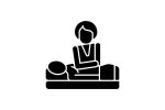 Massage types black glyph icons set on white space Online now