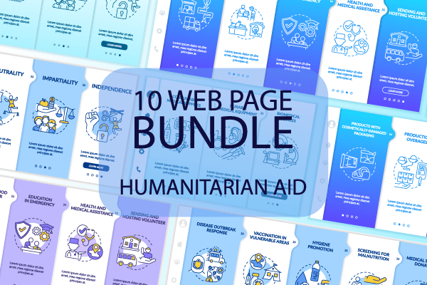 Humanitarian Aid App Screens Bundle Fashion