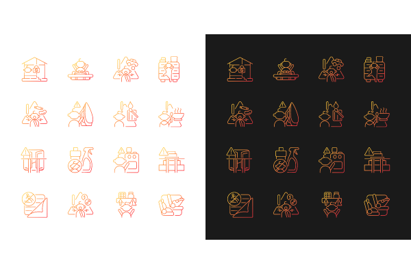 Child safety gradient icons set Discount