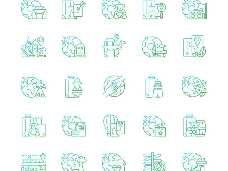 Types of travel gradient linear vector icons set Supply