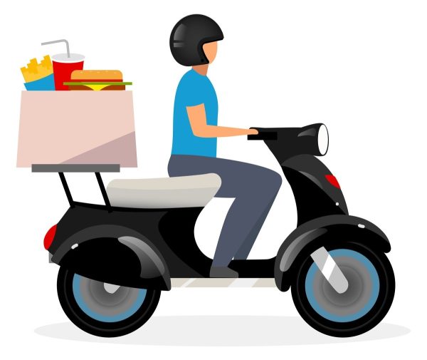 Delivery service flat vector illustrations set Online