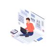 Content marketing & copywriting isometric concept vector icons set Online