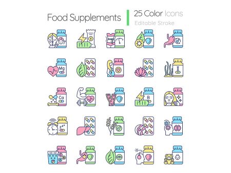 Food supplements RGB color icons set Supply