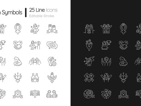 Feminism symbols linear icons set for dark and light mode Cheap