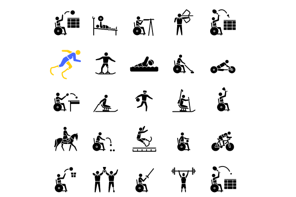 Sport competition black glyph icons set on white space Online Sale