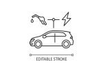 Electric Car Linear Icons Set For Sale