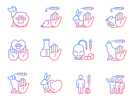 No animal testing gradient linear vector icons set Sale