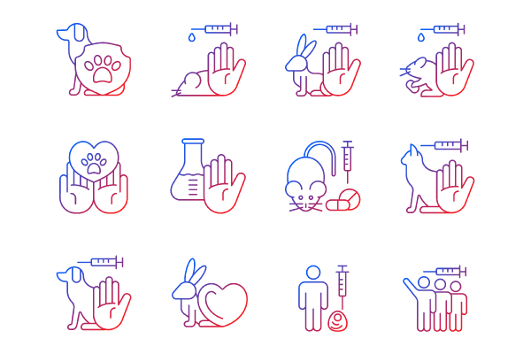 No animal testing gradient linear vector icons set Sale