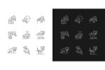 Surveillance and security systems linear icons set for dark and light mode Online now