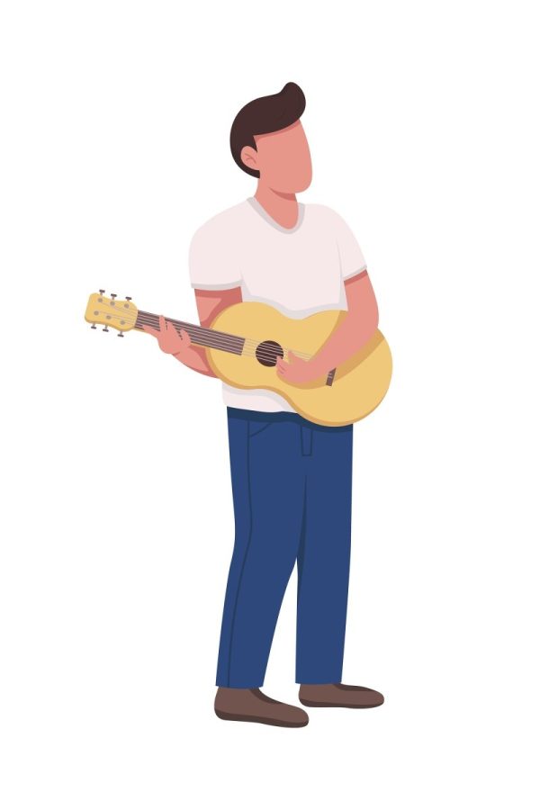 Playing street musicians flat color vector illustration set Online