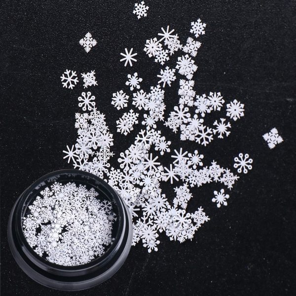 1 box White Snowflake 3D Nail Art Sequins Winter Christmas Snow Flakes Holographic Charms Polishing Gel Accessories SA1980 Fashion