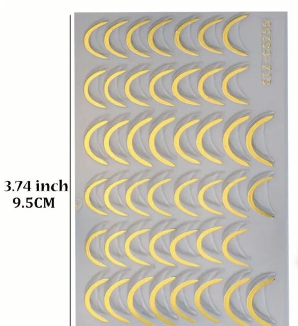 1 Sheet 3D Nail Stickers Decals Stripe Line Gold French Tip Transfer Nail Art Online now