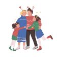 Family on Christmas semi flat color vector characters set Online now