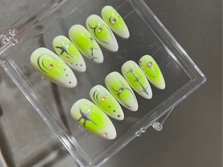 YELLOW GLAZ-TEN PIECES OF HANDCRAFTED PRESS ON NAIL Supply