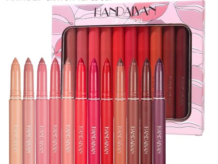 12pcs Matte Nude Lipstick Set Lip Liner with Box Christmas Gifts Makeup for Women Friends Waterproof Lip Ink Crayon Hot on Sale