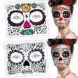 Waterproof Facial Makeup Sticker Special Face tattoo Day Of The Dead Skull Face Dress Up Halloween Temporary Tattoo Stickers For Discount